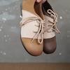 Johnature Cowhide Mixed Colors Casual Flats Comfortable Retro Genuine Leather Lace Up Versatile Women's Shoes