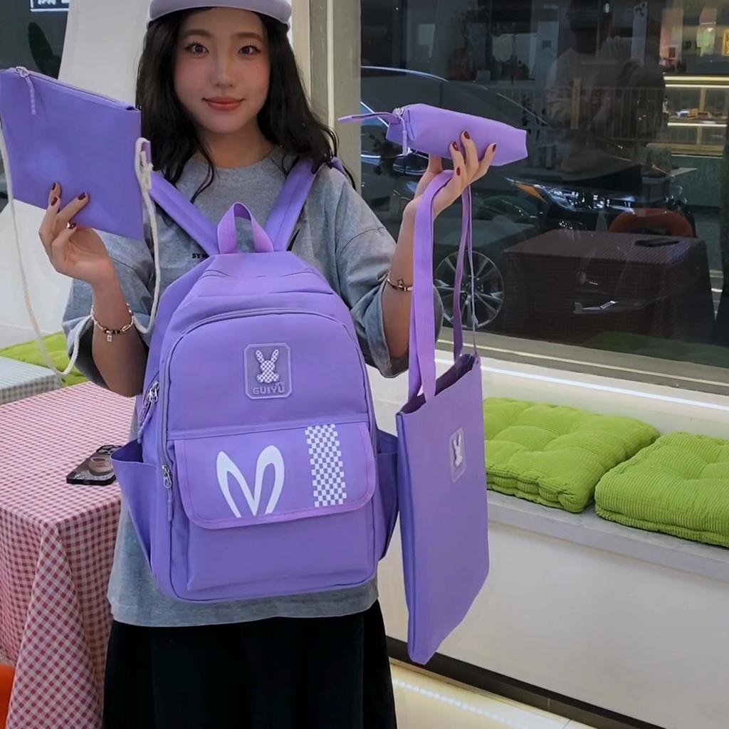 Multi-piece Backpack Middle School Student Schoolbag Women's Backpack