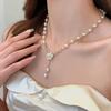 One Faux Pearl Flower Pendant Necklace for Women, an Elegant and Uniquely Designed, Subtly Luxurious Clavicle Chain, Suitable for Everyday Wear.