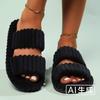Damen Offene Zehen Plüsch Schwangerschafts Hausschuhe, Dicke Sohle Warme Indoor Outdoor Baumwollschuhe für Alle Jahreszeiten Herbst Winter