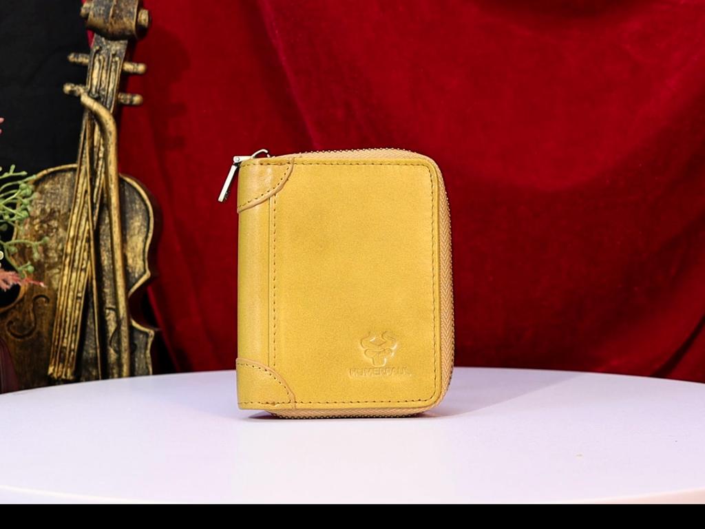Humerpaul Ladies Wallet First Layer Cowhide Wallet Coin Purse RIFID Anti-theft Brush Organ Wallet Zipper Opening