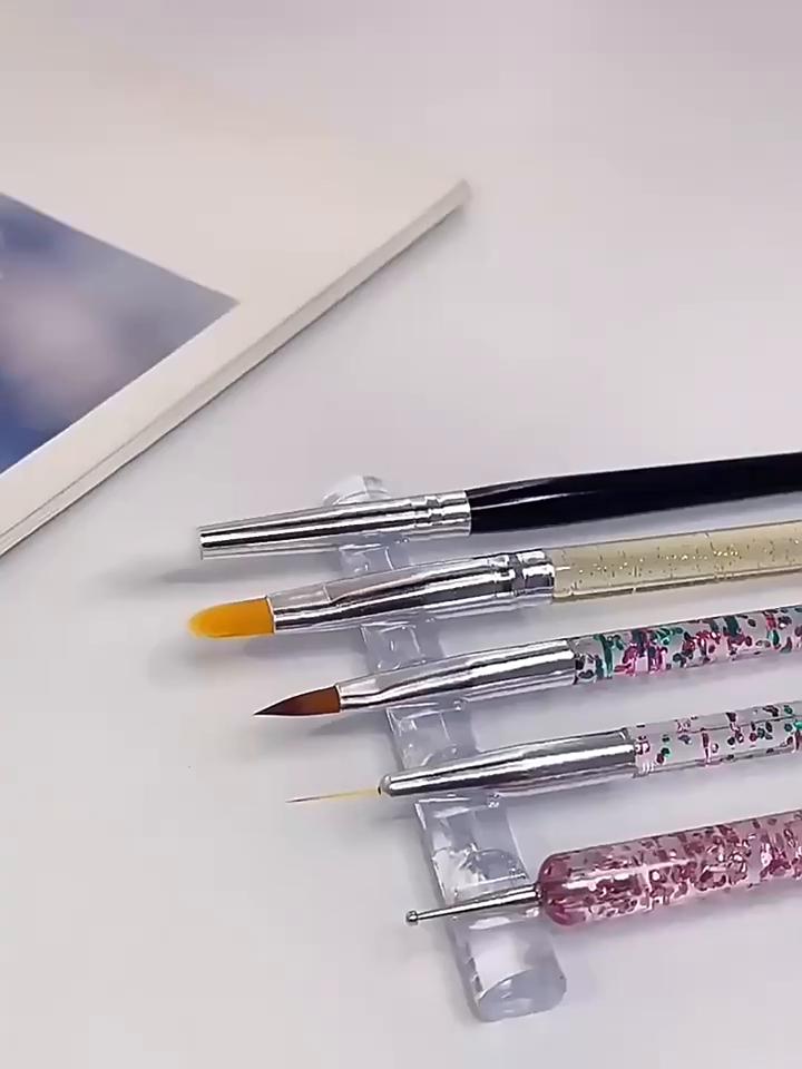 5Pcs UV Gel Nail Art Dotting Pen Acrylic Handle Rhinestone Brush Decororation Nail Art Maincure Tools