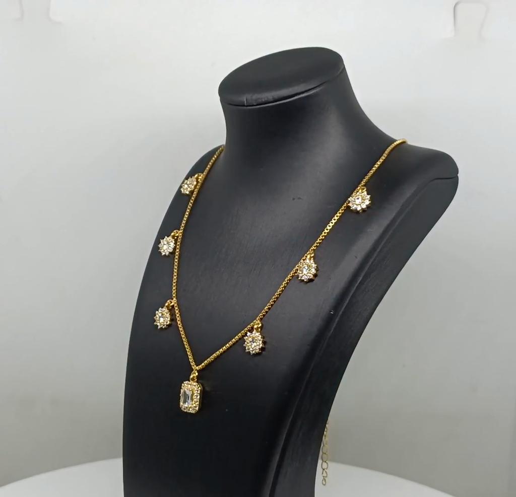 Sunburst Charm Design Gold Vermeil Necklace -925 Sterling Silver