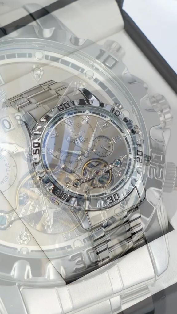 POEDAGAR Top Luxury Men Watch Automatic Date Week Man Wristwatch Hollow Tourbillon Mechanical Stainless Steel Watches