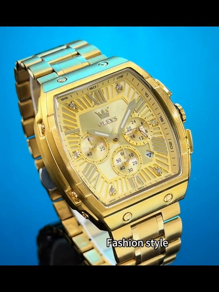 Mens Watch Luxury Tonneau Quartz Watch Luminous Multifunctional Chronograph Waterproof Watches For Men New