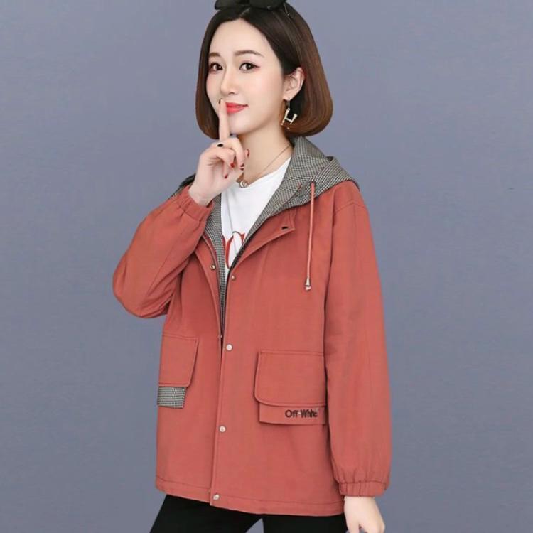 Spring Autumn New Hooded Long Sleeve Fashion Jacket Women High Street Drawstring Zipper Button Patchwork All-match Outwear