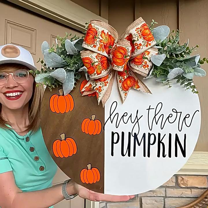 Hey There Kürbis-Willkommensschild zum Aufhängen, Dekoration für die Haustür, dekoratives Herbst-Willkommensschild aus Holz, rustikale Veranda-Dekoration für Zuhause, Büro, Garten, Bauernhaus