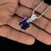 Natural Purple Amethyst 24.9 Ct CERTIFIED Square 925 Starling Silver Gem Pendant MY.PD-28-NS