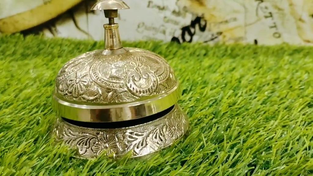 Brass Reception Bell: Ornate Desk Counter Service Bell