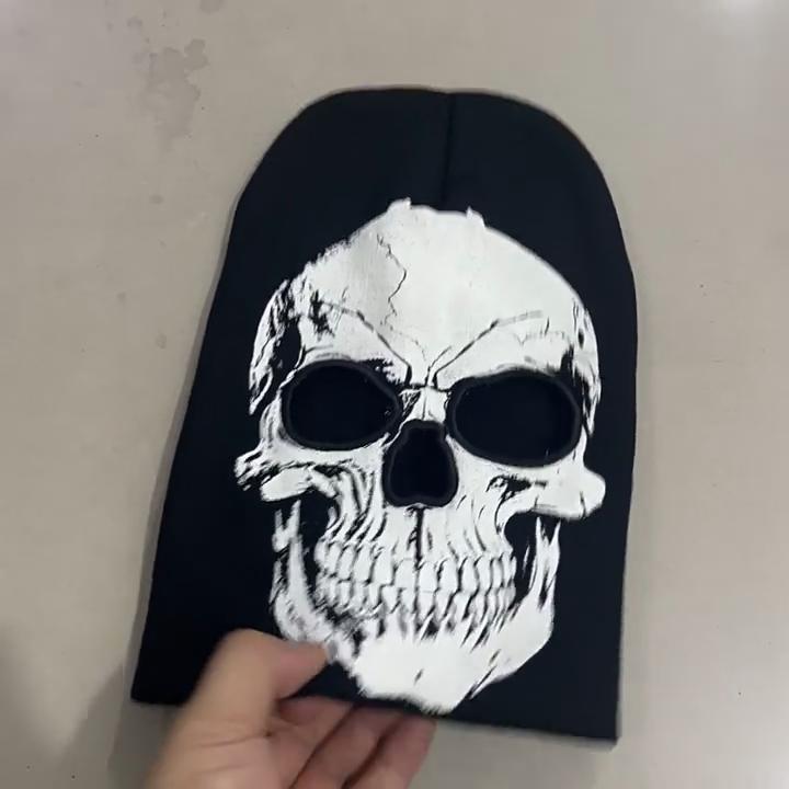 Căciulă tricotată cu craniu pentru toamnă și iarnă, Căciulă cu craniu și schelet pentru adulți și copii, Căciulă pulover Halloween, Modă