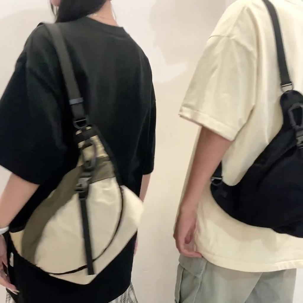 Men's Large Capacity Commuter Chest Bag Solid Color Shoulder Bag Women's Lightweight Crossbody Bag