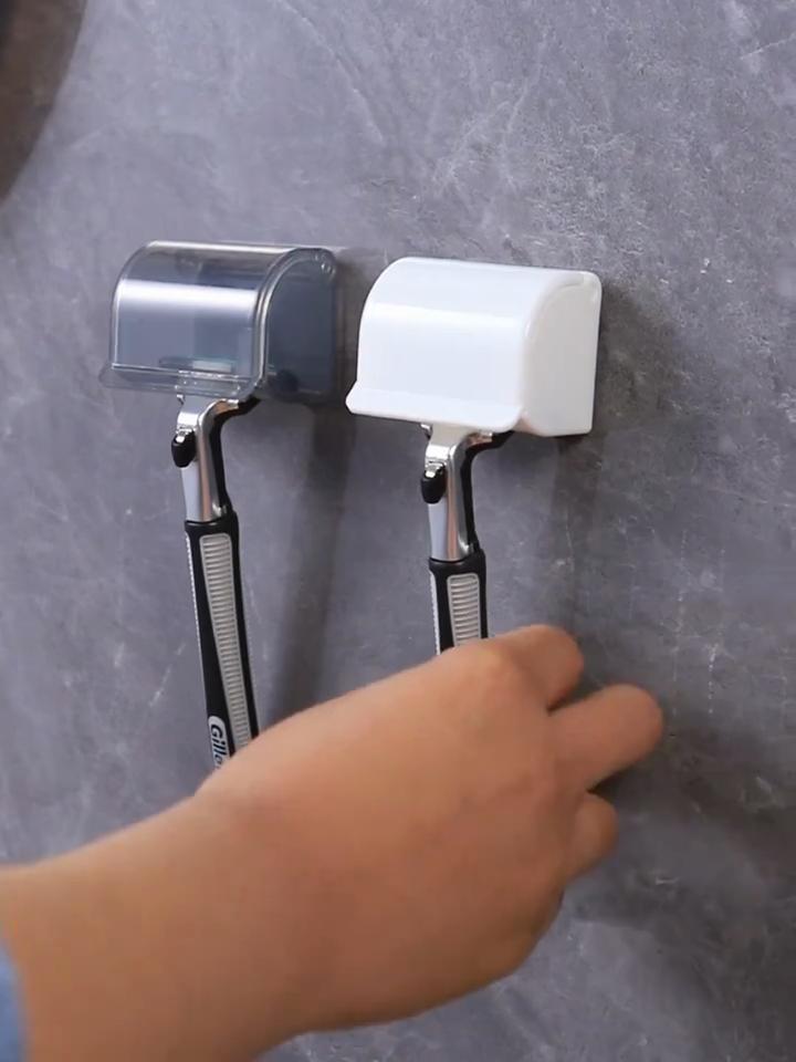 1pc Razor Holder Bathroom Organizer Wall-Mounted Shower Razor Holder Plastic Bathroom Storage Accessories Easy Organization Razor Protect
