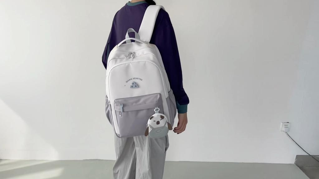 Plecak szkolny o dużej pojemności dla studentów, męski i damski, z kontrastem kolorystycznym