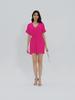 Solid V Neck Romper, Elegant Short Sleeve Shirred Waist Jumpsuit For Spring & Summer, Women's Clothing