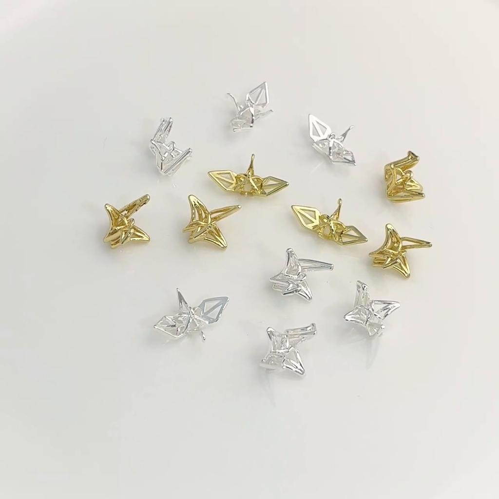 Copper Single Hanging Three-dimensional Paper Crane Pendant for DIY Jewelry Making
