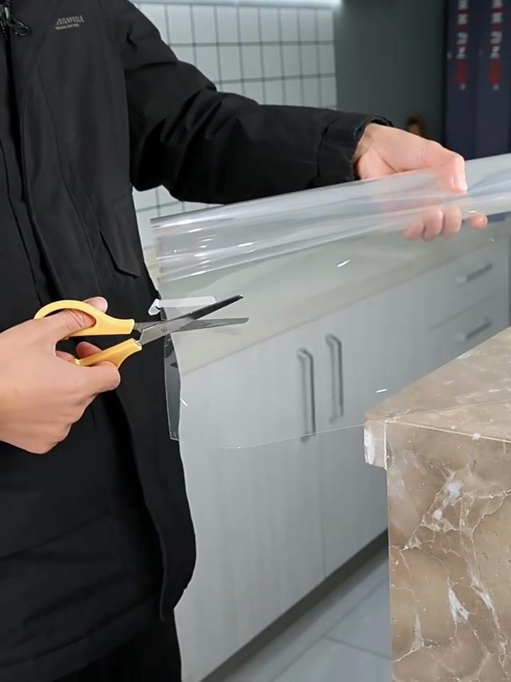 0.05mm Extra Thick Self-Adhesive Wall Film Heat Resistant & Waterproof Transparent Sticker for Kitchen & Bathroom No Residue