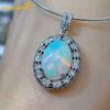 Sace Gems 925 Sterling Silver Certified 10*14MM Natural Opal Pendant Necklace for Women Cocktail Party Fine Jewelry