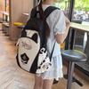 Contrast Color Backpack Women's College Style Lightweight Backpack Cartoon Student Schoolbag