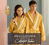 Couples Autumn Winter One-piece Flannel Sleepwear Plus Size Women's V Neck Bathrobe Lace Up Long Robe with Pockets