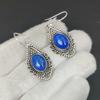 Natural Lapis Lazuli Gemstone Earrings, 925 Sterling Silver Earring, Handmade Boho Silver Jewelry Dangle Earrings, Mother's Day Gifts