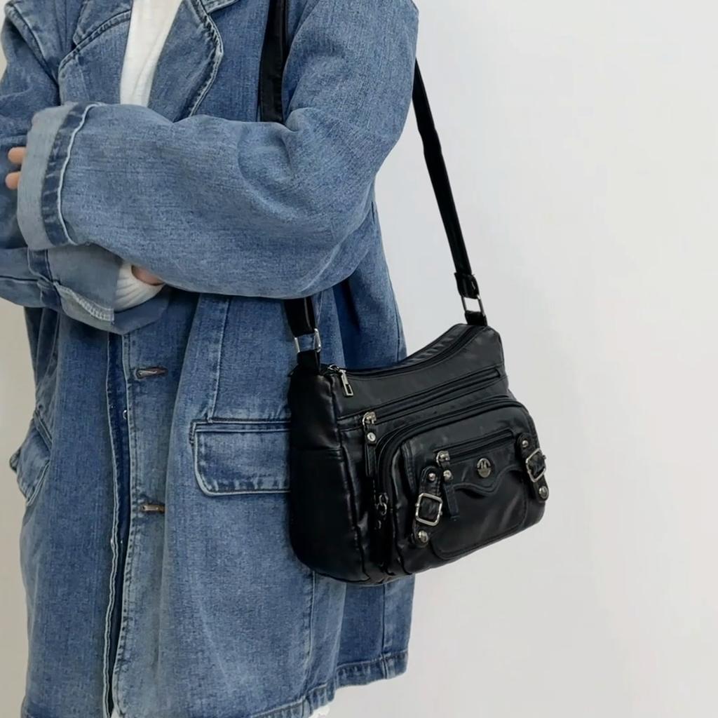 Skulderveske Stor Kapasitet Flerlags Mykt Skinn Dameveske Middelaldrende Og Eldre Morsveske