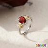 New Natural Spar Ring S925 Sterling Silver Ring Women's Two-color Gold-plated High-end Design Fashion Retro Jewelry Gift