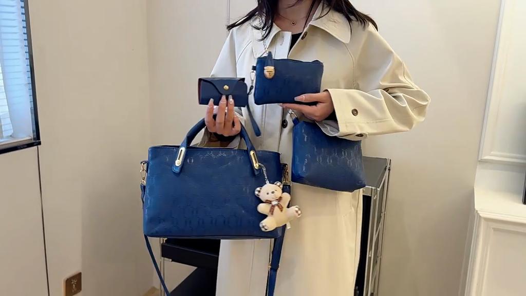 4-piece Set, Brand New Handbag, Shoulder Backpack, PU Leather Cosmetic Bag.