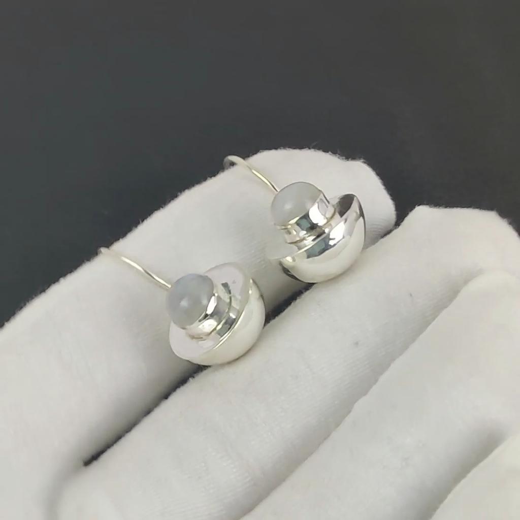 Natürliche Regenbogen Mondstein Edelstein Ohrringe, 925 Sterling Silber Ohrringe, Handgemachte Boho Silber Schmuck Ohrhänger, Verlobungsgeschenk