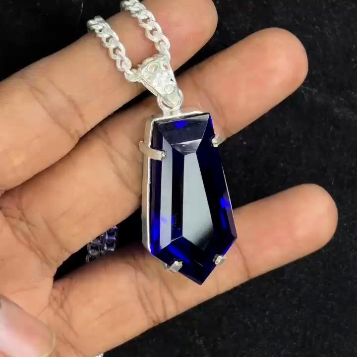 Blue Topaz Pendant 68.9 ct 925 Sterling Silver Fancy Gemstone Gemstone Jewelry Gift