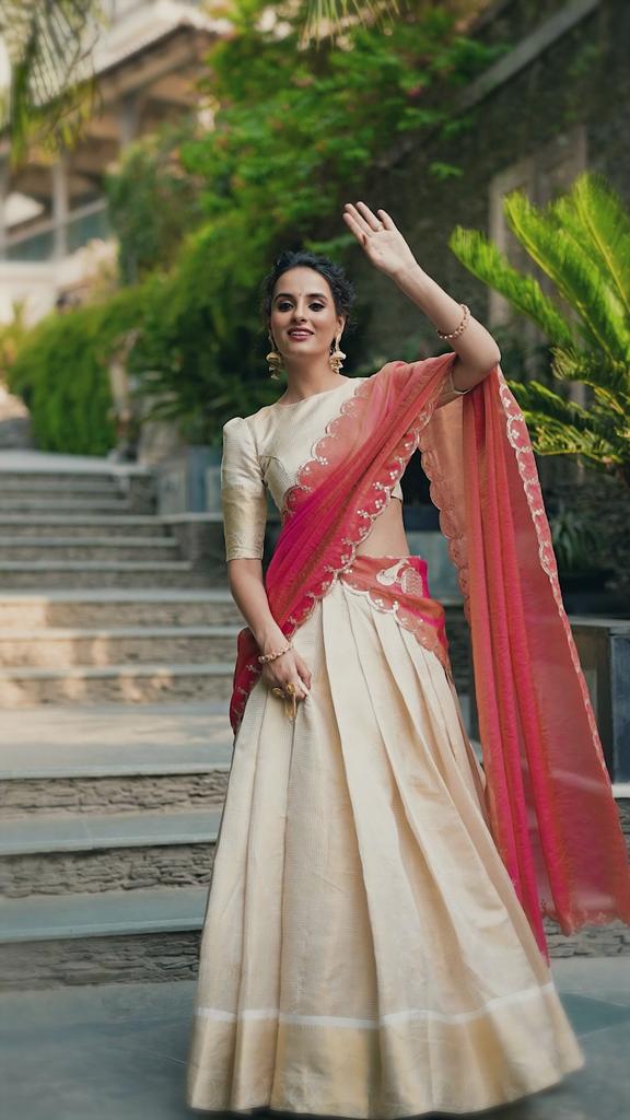 Lehenga Choli Elegant Golden Zari Weaving Work Lehenga with Zari Shimmer Dupatta