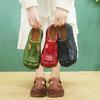 Johnature Square Toe Thick Soled Comfortable Commuter Women's Shoes Retro Genuine Leather Flats