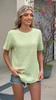 2025 Spring Summer Round Neck Button-Back Jacquard Short Sleeve T-Shirt, Casual Women's Fashion Top