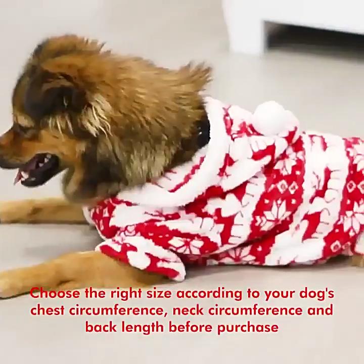 Pet Clothes for Dogs and Cats Christmas Puppy Jumpsuit Hoodie Coat Vest Coral Fleece Winter Warm