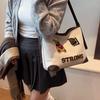 Vintage Bear Cartoon Tote Bag Large Capacity Commuter Women Shoulder Bag Fashionable Versatile Teenagers Girls School Bag