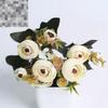 Dualswish European Vintage Bunga Hiasan Artificial Silk Rose Flowers 6 Head 4 Small Bud Bouquet Wedding Home Party Decoration
