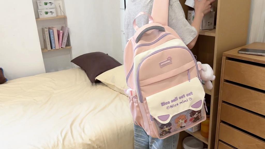 College Backpack Junior High School Student Contrast Color Schoolbag Children's Splicing Lightweight Backpack