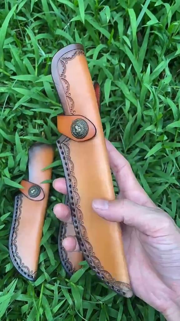 23 cm fast knivslire preget kuskinn topp kornskinn campingknivkoffert Jakthylster med beltespenne