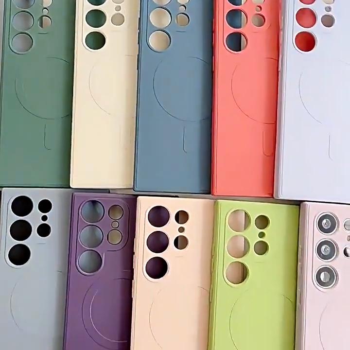 Magsafe Manyetik Kılıf İçin Sıvı Silikon Samsung Galaxy S24 S25 Ultra S23 Plus S22 S21FE funda Kablosuz Şarj Yumuşak Kapak