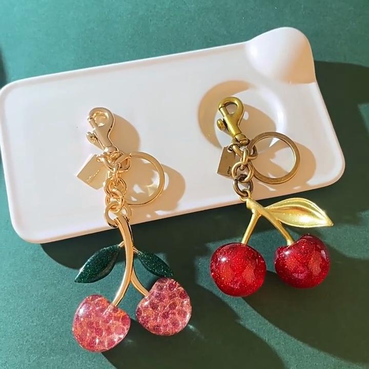 Cute Cherry Keychain With Resin Material For Bag And Car Key Decor Fall