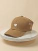 Youngsters Breathable Open-Top Baseball Cap with Heart & Letter Design, Sun Protection Visor, Polyester, Machine Washable, Casual Headwear