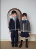 Parent-child Outfit Contrast Color Pockets Medium and Large Children's Knitted Cardigan College School Uniform Girls Sweater Jacket