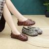 Johnature Genuine Leather Hand Woven Breathable Hollow-out Sandals Comfortable Women's Flat Shoes