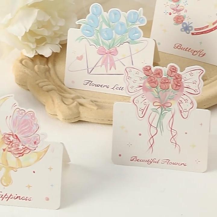 Small Fresh Bouquet Greeting Card for Women's Day and Mother's Day, General Card for Lovers To Send Gifts Ins, Wind Flower Half-fold Greeting Card