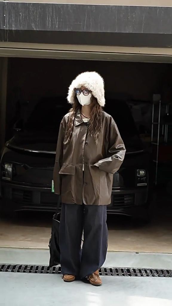 Johnature Korean-style Trendy PU Leather Jacket Loose Coat Winter Casual Versatile Lapel Coat For Women