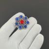 Natural Lapis Lazuli, Red Coral Gemstone Handmade 925 Sterling Silver Ring - Bohemian Jewelry Ring - Handmade Boho Jewelry for Women & Men, Gifts