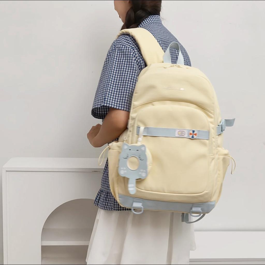 Cute Pink School Backpack with Front Pocket Casual Daypack for Girls Students Daily Use