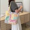 Yogodlns Velkokapacitní kabelka Luxusní značkové kabelky pro ženy Plátěná značková taška přes rameno Dámské tašky Stripe Shopper