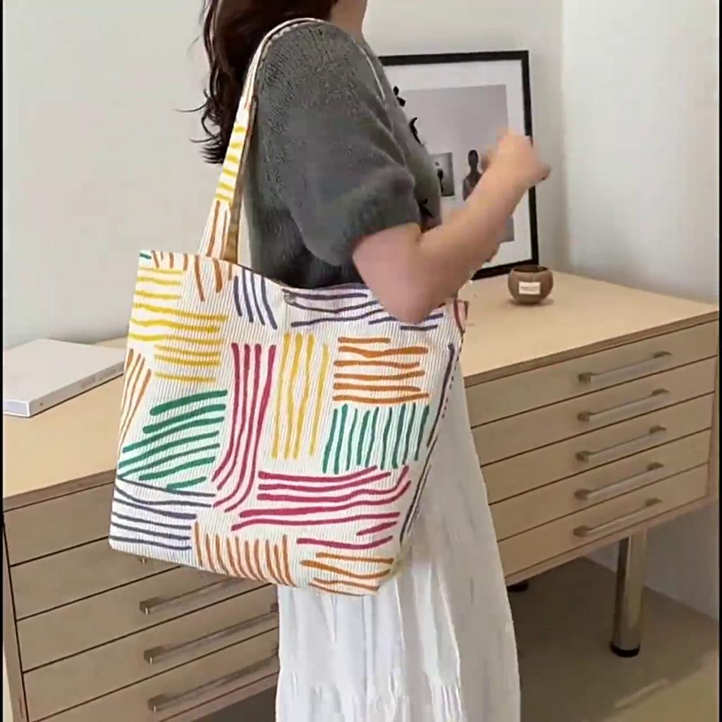 Yogodlns Velkokapacitní kabelka Luxusní značkové kabelky pro ženy Plátěná značková taška přes rameno Dámské tašky Stripe Shopper