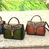 Johnature First Layer Cow Leather Retro Women Bag Handmade Embossed Luxury Handbag Versatile Hasp Lady Shoulder Bags