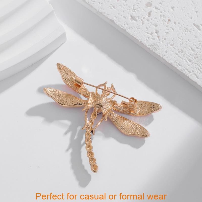 Animal Alloy Brooch With Electroplated Dragonfly Design For Women And Men